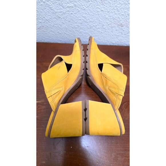 Sorel Nadia Women's Yellow Leather Open-Toe Slip on Block Heeled Sandals Size 10 - Picture 5 of 12